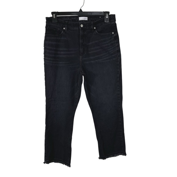 Loft Women's Jeans 11 Black Straight Crop Fray Hem - Picture 2 of 6